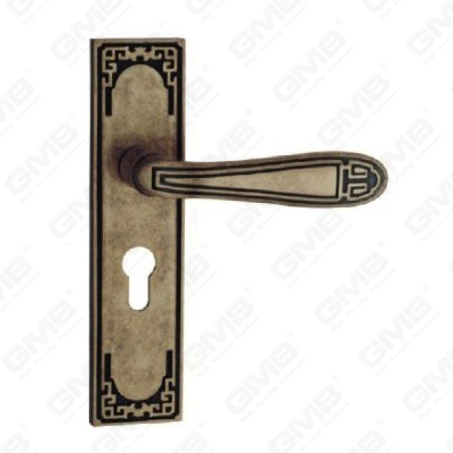 Türgriff ziehen Holztürbeschläge Griffschloss Türgriff auf Platte für Einsteckschlösser aus Zinklegierung oder Stahl Türplattengriff (ZM615-E05-DHB)