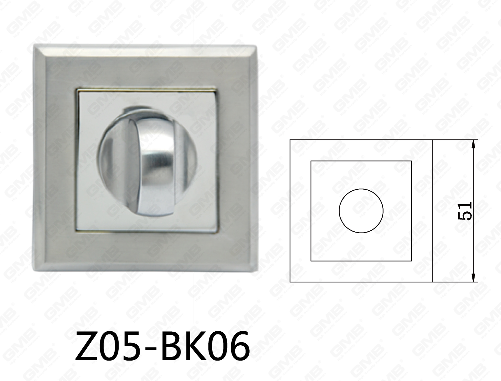 Zamak-Zink-Legierungs-Aluminium-Türgriff-Quadrat-Rosette (Z05-BK06)