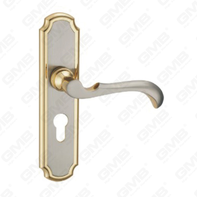 Türgriff Ziehen Sie Holztür Hardware-Griff Schloss Türgriff am Teller für Locksserie durch Zinklegierung oder Stahltürplattengriff (ZM60708-SN GPB)